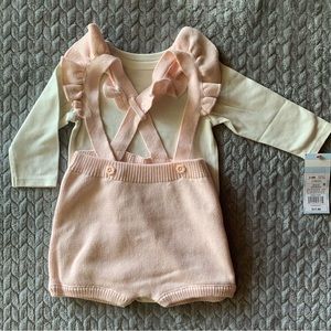 Knit Pink Overalls 2 Piece from Cat and Jack in 3-6M